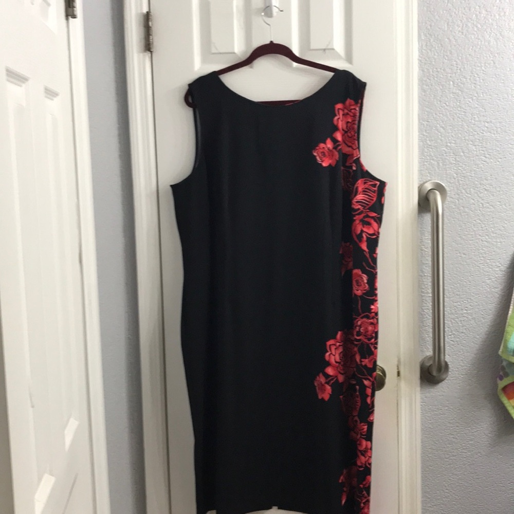 Black with red flowers on the side dress